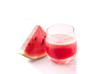Fresh water melon juice on white