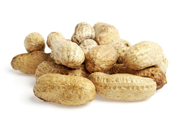 Peanuts on white background
