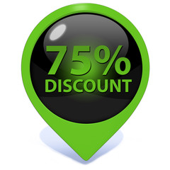 Discount 75 pointer icon on white background