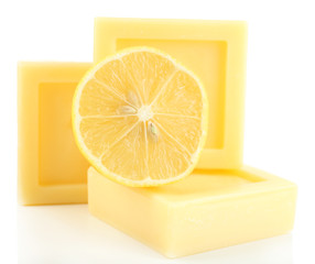Bars of natural soap isolated on white