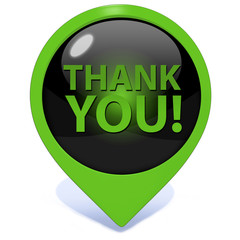 Thank you pointer icon on white background