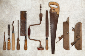 composition of old tools for wood