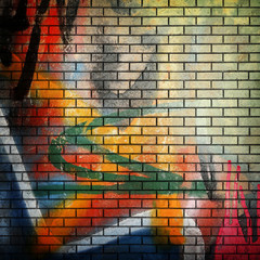 Fototapety  graffiti bricks wall
