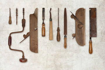 composition of old tools for wood