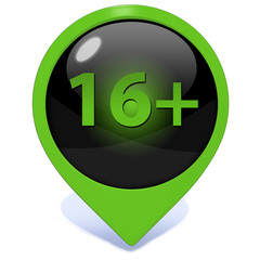 16+ pointer icon on white background