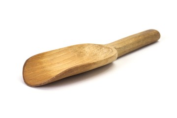 wooden empty spice spoon on white background