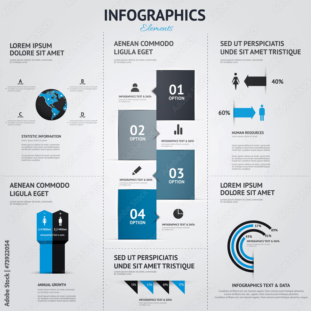Poster big set of infographic elements. flat style. vector