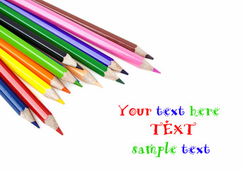 Color pencils on a white background