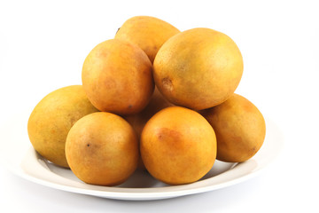 fresh Sapodilla fruits on white background