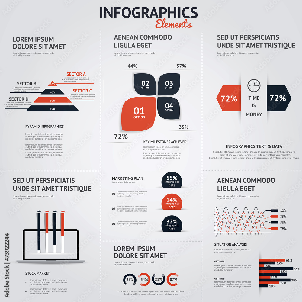 Poster big set of infographic elements. flat style. vector