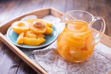 Stewed summer fruits in pitcher