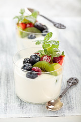 Yogurt with berries.