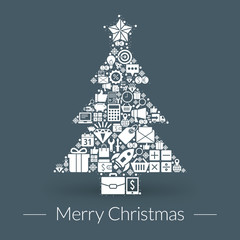 Christmas greeting card, icons and symbols