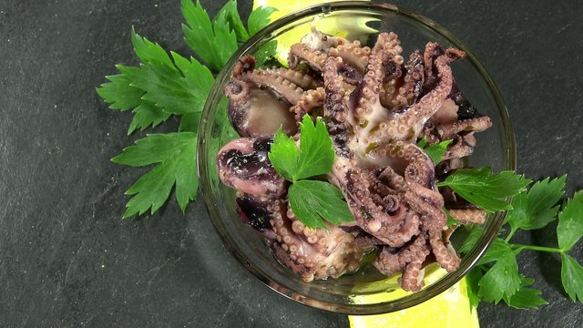 Fresh made Octopus Salad (not loopable)