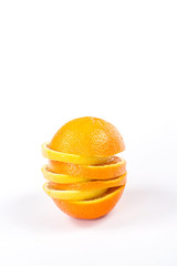 orange and lemon, sliced horizontally, isolated