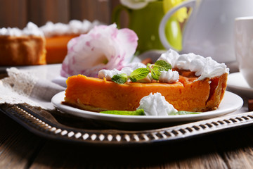Composition of homemade pumpkin pie