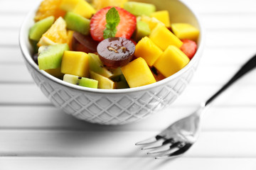 Fruit salad on table