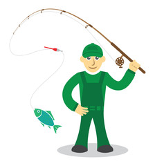 Obraz premium Fisherman on white background