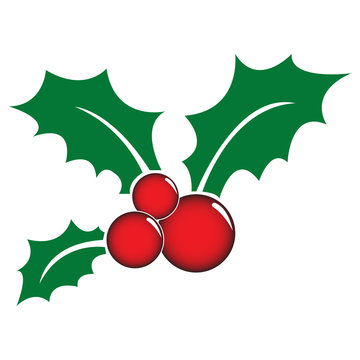 Holly berry symbol with 3 leaves