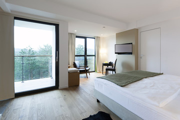 Interior of a luxury hotel bedroom 