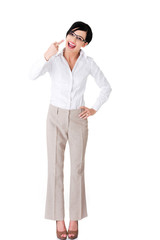 Annoyed woman making obscene hand gesture