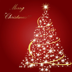 Maroon Background with a Bright Lit Christmas Tree