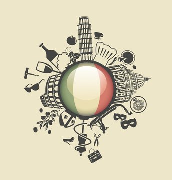 recommend clip art: Symbols of Italy in the form of a circle