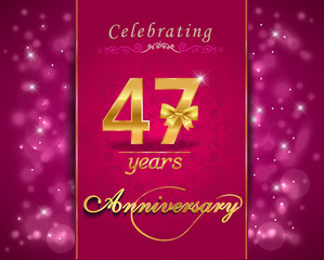 Fototapeta na wymiar 47 year celebration sparkling card, 47th anniversary