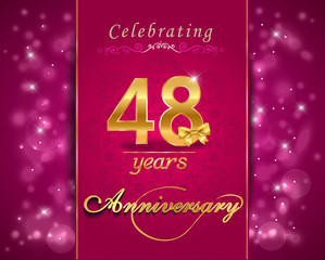 Fototapeta na wymiar 48 year anniversary celebration sparkling card