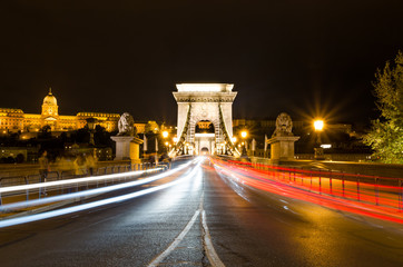 Chain bridge in the night