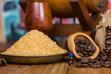 Organic cane sugar and whole coffee beans