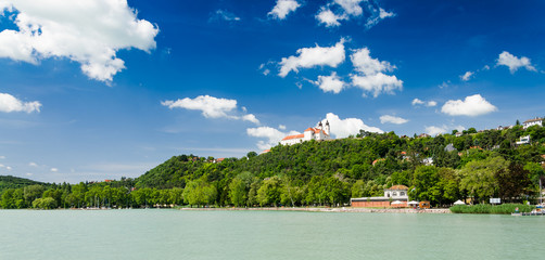 View to the benedictine abbey in Tihany, Hungary - obrazy, fototapety, plakaty