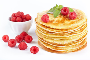 Pancakes with raspberry