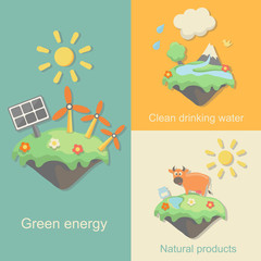 Green Energy, nature products clean drinking water concept