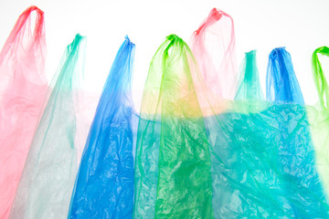 Plastic bags on white background