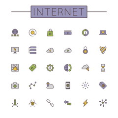 Vector Colored Internet Line Icons