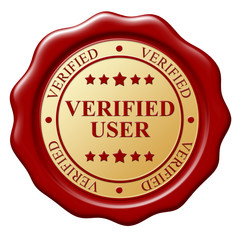 Red wax seal with text Verified subject on white background