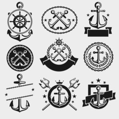 Anchors label and element set. Vector