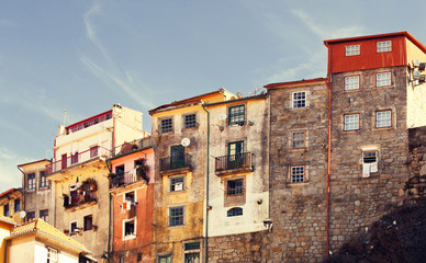 Fototapeta na wymiar The old buildings in Porto, Portugal.