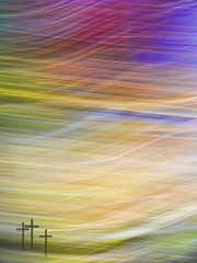 Modern Christian, Easter faith background. Crosses against impre