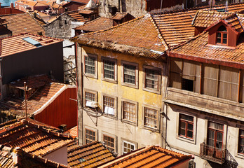 Fototapeta na wymiar The roofs of Porto, Portugal.