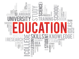 Education vector business concept words in tag cloud