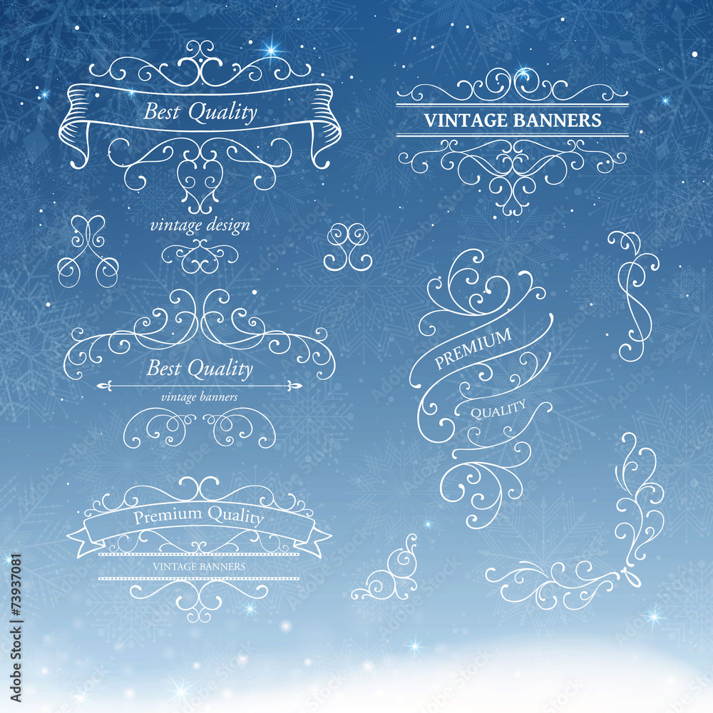 Fototapete vector illustration of ornate frames and scroll design elements