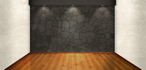 Room wall with rock texture