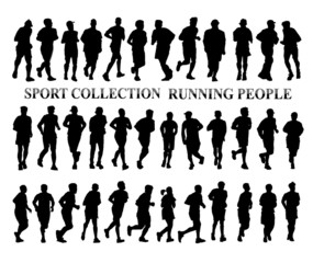 Silhouettes of running people. Sport and healthy life style conc