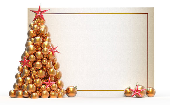 White postcard and the Christmas tree