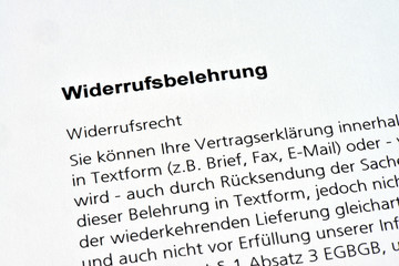 Widerrufsbelehrung, Widerrufsrecht, Verbraucherschutz