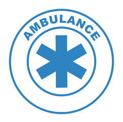 ambulance sur bouton web rond bleu