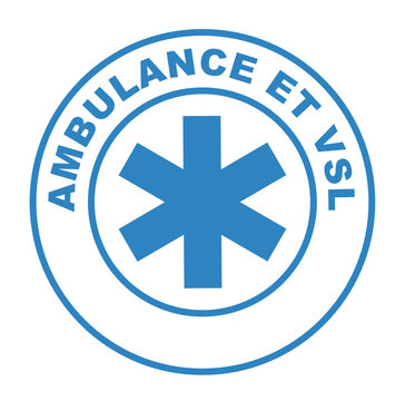 ambulance et vsl sur bouton web rond bleu