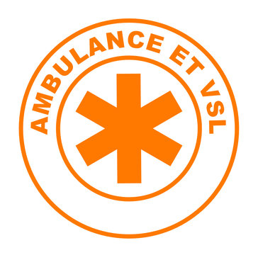 ambulance et vsl sur bouton web rond orange